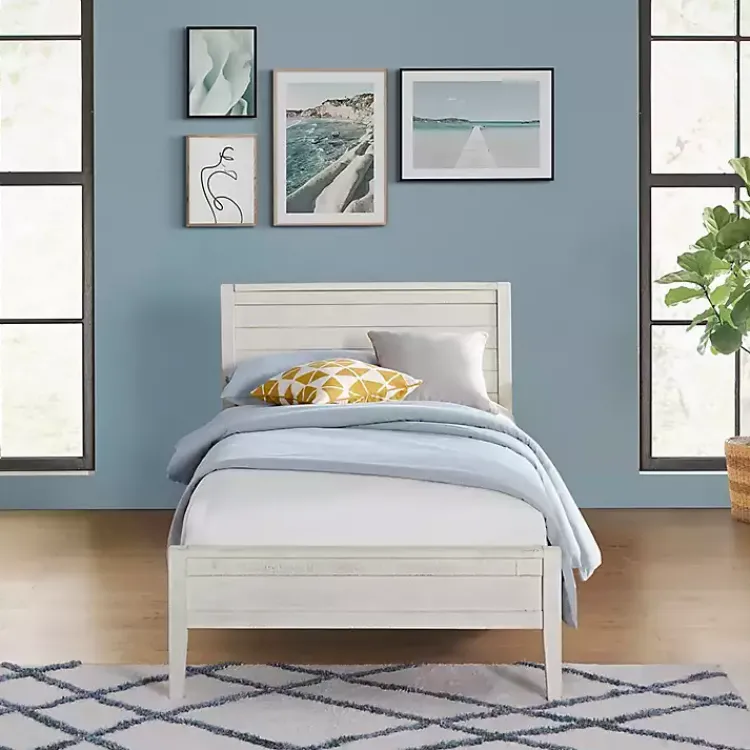 Kirklands Home Beds & Headboards|Rustic White Pine Panel Twin Bed Frame