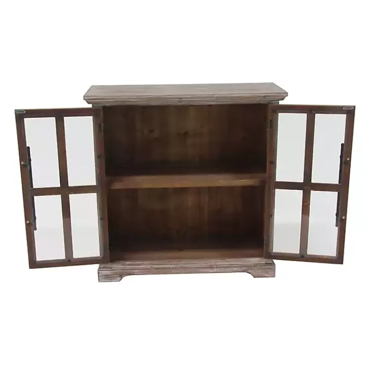 Kirklands Home Cabinets & Sideboards|Rustic Wood and Glass 2-Door Cabinet Tan