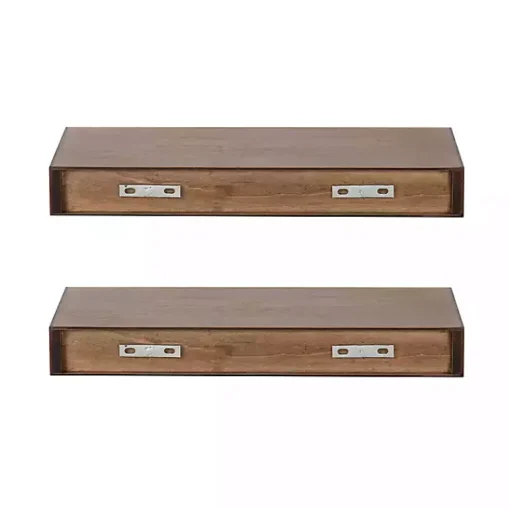 Kirklands Home Shelves|Rustic Wood 2-pc. Floating Shelves, 18 in.