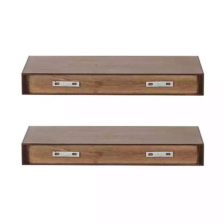 Kirklands Home Shelves|Rustic Wood 2-pc. Floating Shelves, 18 in.
