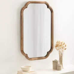 Kirklands Home Decorative Mirrors|Rustic Wood Scallop Wall Mirror