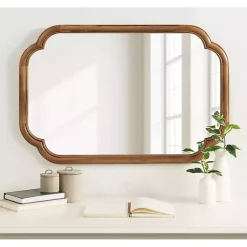 Kirklands Home Decorative Mirrors|Rustic Wood Scallop Wall Mirror