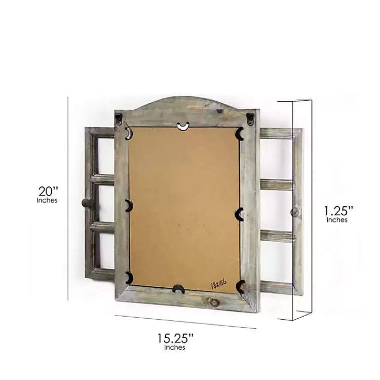 Kirklands Home Decorative Mirrors|Rustic Wooden Dual Window Shutter Wall Mirror