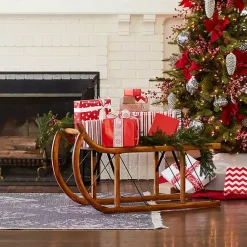 Hot Rustic Wooden Sleigh Figurine Christmas Decorations