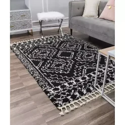 Kirklands Home Area Rugs|Sable and White Moon Area Rug, 5x7 Black