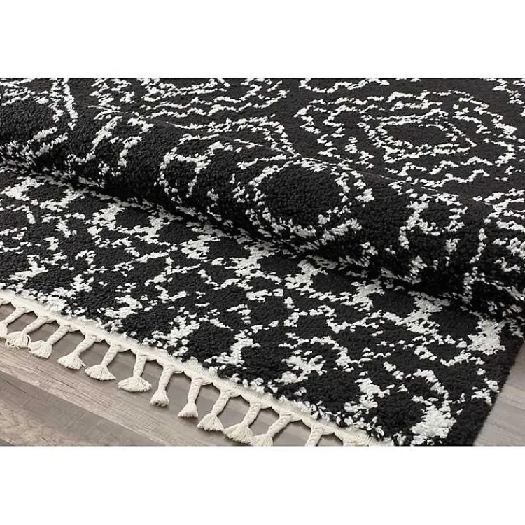 Kirklands Home Area Rugs|Sable and White Moon Accent Rug, 2x8 Black