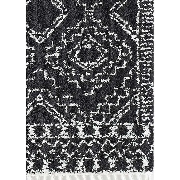 Kirklands Home Area Rugs|Sable and White Moon Accent Rug, 2x8 Black