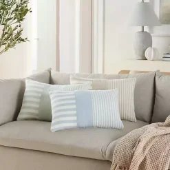 Best Sage Asymmetrical Stripes Lumbar Pillow Pillows