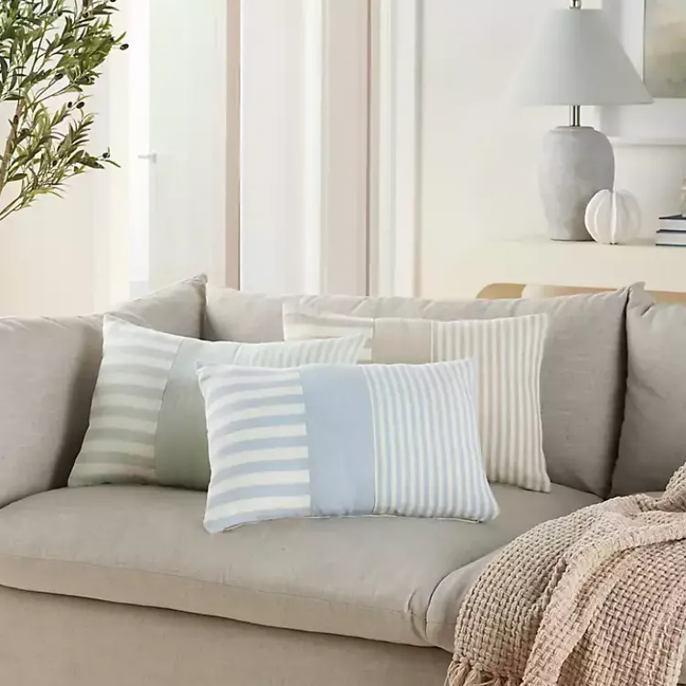 Best Sage Asymmetrical Stripes Lumbar Pillow Pillows