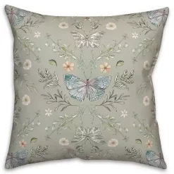 Discount Sage Botanical Butterfly Throw Pillow Pillows