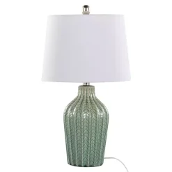Kirklands Home Table Lamps|Sage Ceramic Chevron Table Lamps, Set of 2 White