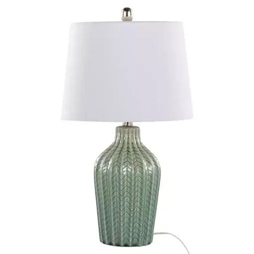 Kirklands Home Table Lamps|Sage Ceramic Chevron Table Lamps, Set of 2 White