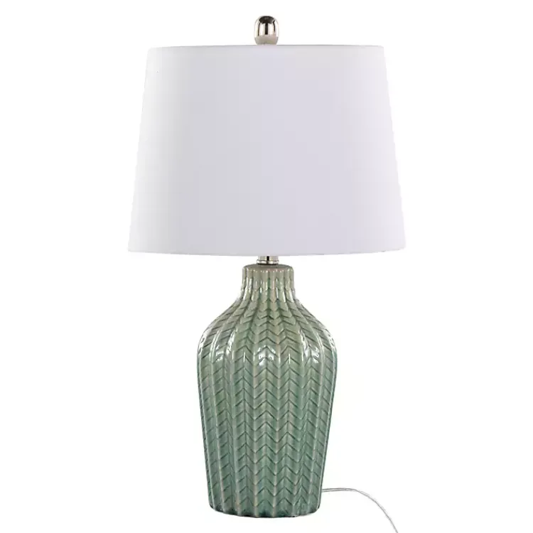 Kirklands Home Table Lamps|Sage Ceramic Chevron Table Lamps, Set of 2 White