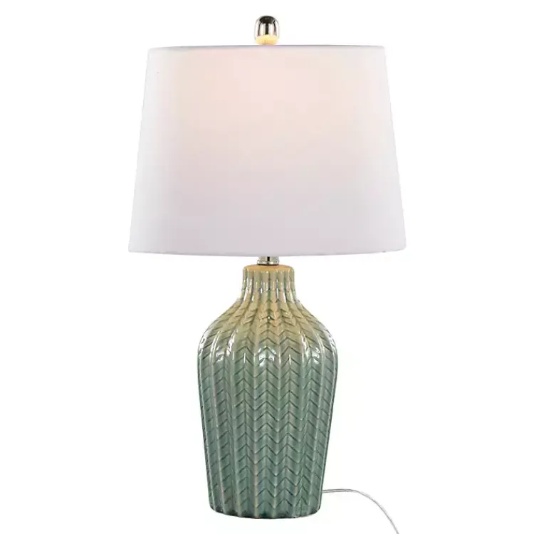 Kirklands Home Table Lamps|Sage Ceramic Chevron Table Lamps, Set of 2 White