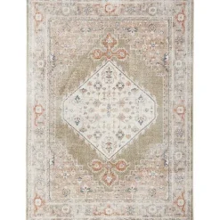 Kirklands Home Area Rugs|Sage Distressed Medallion Washable Area Rug, 5x7