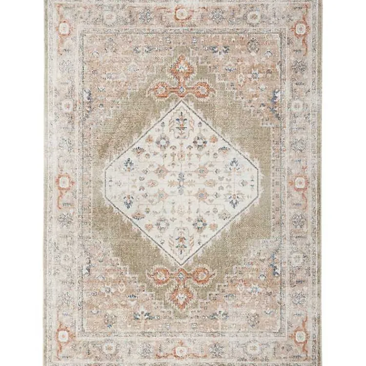 Kirklands Home Area Rugs|Sage Distressed Medallion Washable Area Rug, 5x7