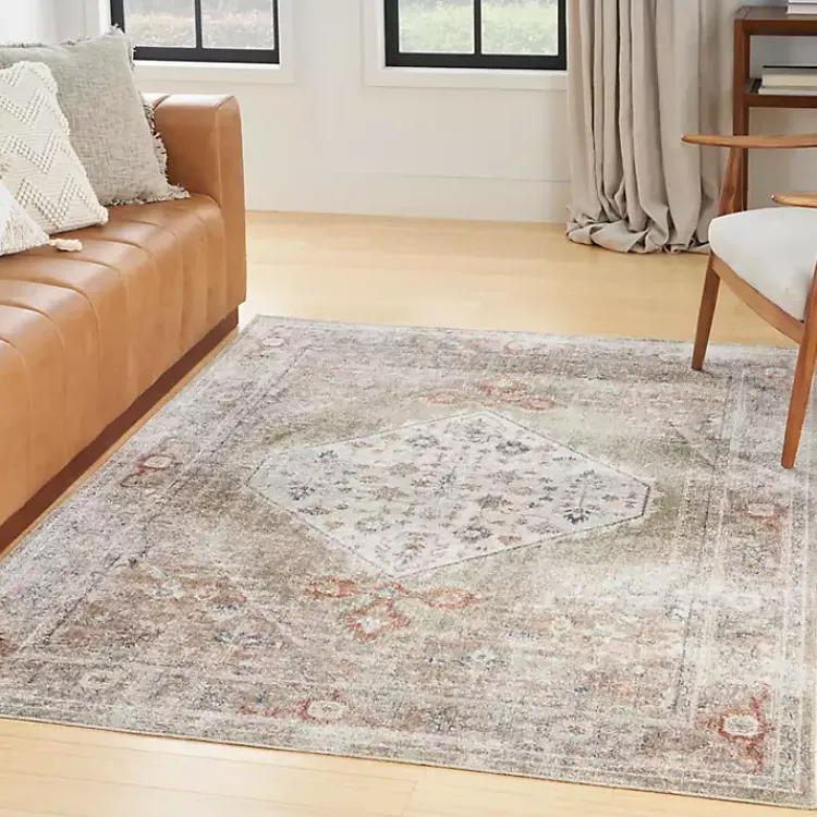 Kirklands Home Area Rugs|Sage Distressed Medallion Washable Area Rug, 5x7