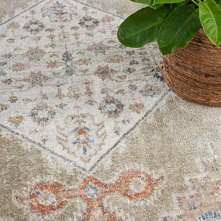 Kirklands Home Area Rugs|Sage Distressed Medallion Washable Area Rug, 5x7