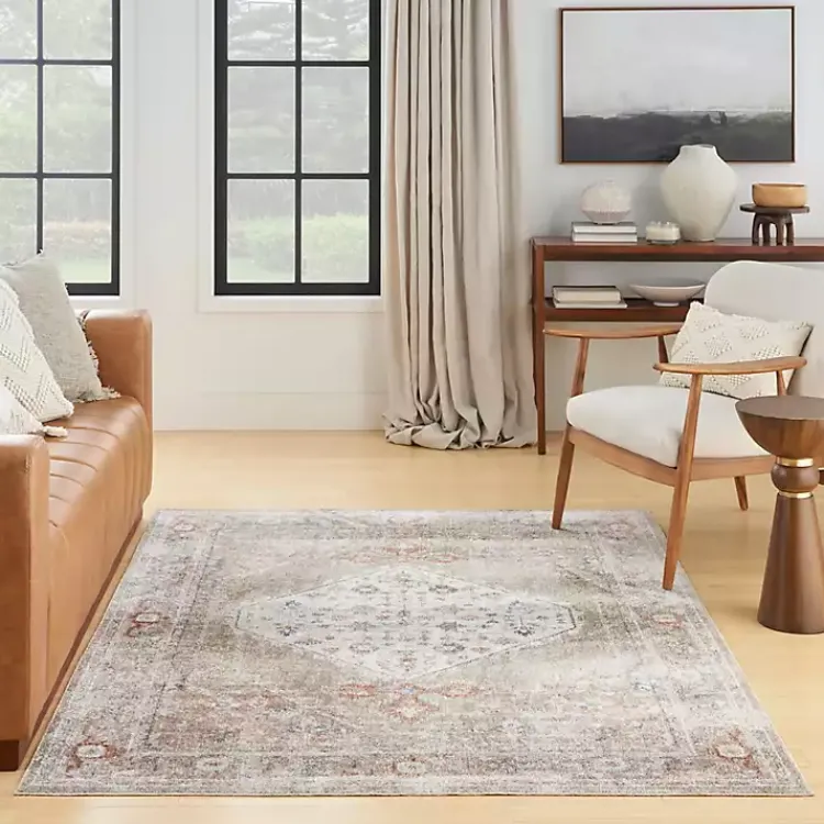 Kirklands Home Area Rugs|Sage Distressed Medallion Washable Area Rug, 5x7