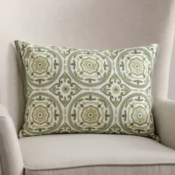 Discount Sage Embroidered Medallion Lumbar Pillow Pillows