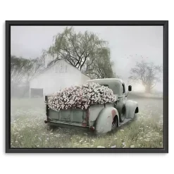Kirklands Home Canvas Art|Sage Flower Truck Framed Giclee Canvas Art Print Green