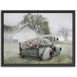 Kirklands Home Canvas Art|Sage Flower Truck Framed Canvas Print, 42x32 in.