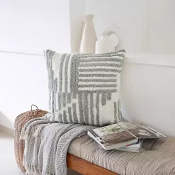 Hot Sage Geometric Shag Throw Pillow Pillows