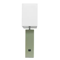 Kirklands Home Table Lamps|Sage Leather Charging Table Lamp Green