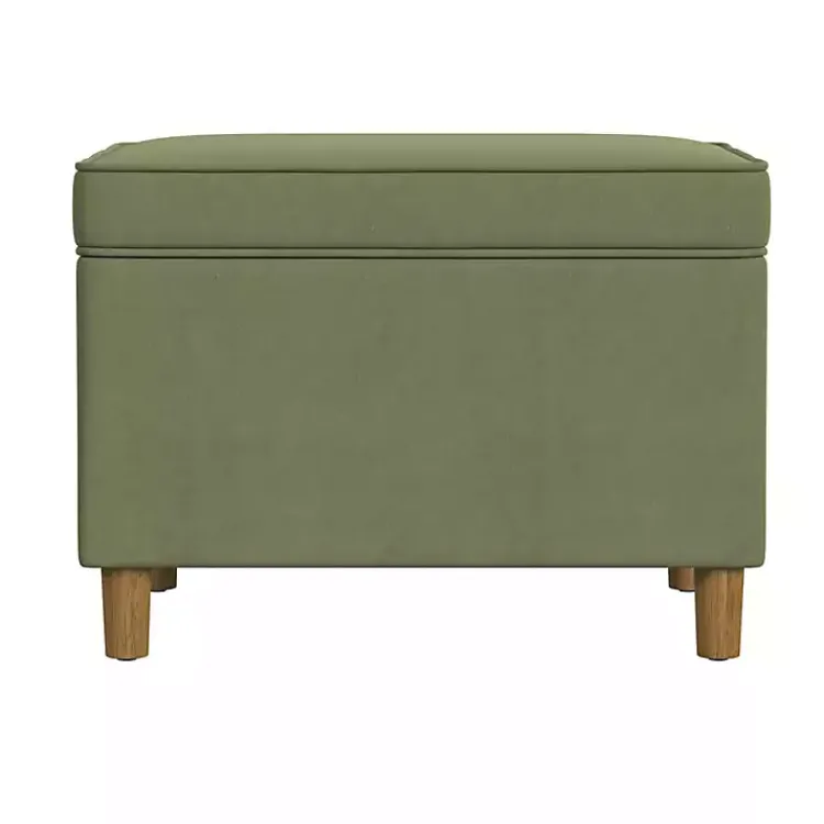 Kirklands Home Benches & Ottomans|Sage Velvet Rectangle Storage Ottoman Green
