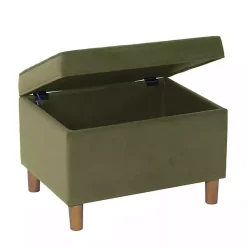 Kirklands Home Benches & Ottomans|Sage Velvet Rectangle Storage Ottoman Green