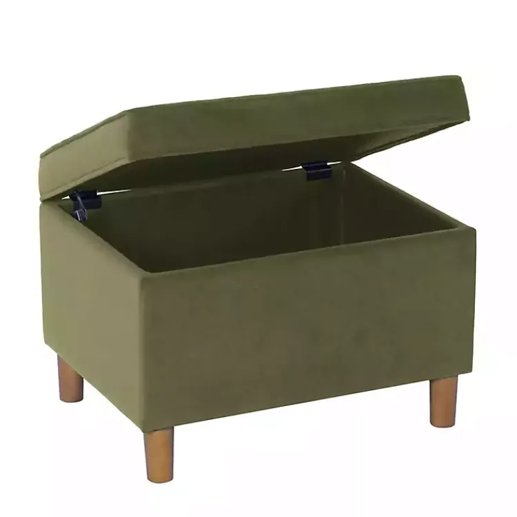 Kirklands Home Benches & Ottomans|Sage Velvet Rectangle Storage Ottoman Green