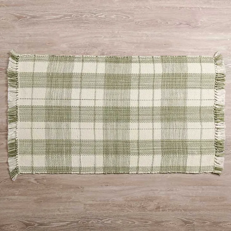 Kirklands Home Accent Rugs|Sage Plaid Leland Scatter Rug Green