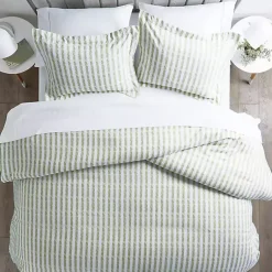 Kirklands Home Duvets|Sage Rugged Stripes Puffed King 3-pc. Duvet Set