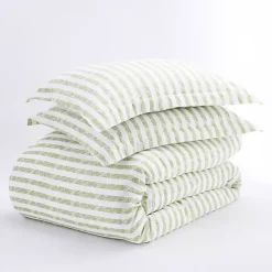 Kirklands Home Duvets|Sage Rugged Stripes Puffed King 3-pc. Duvet Set