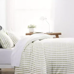 Kirklands Home Duvets|Sage Rugged Stripes Puffed Twin 3-pc. Duvet Set