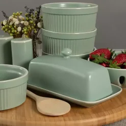 Kirklands Home Kitchen Accessories|Sage Stoneware 7-pc. Kitchen Accessories Set Green