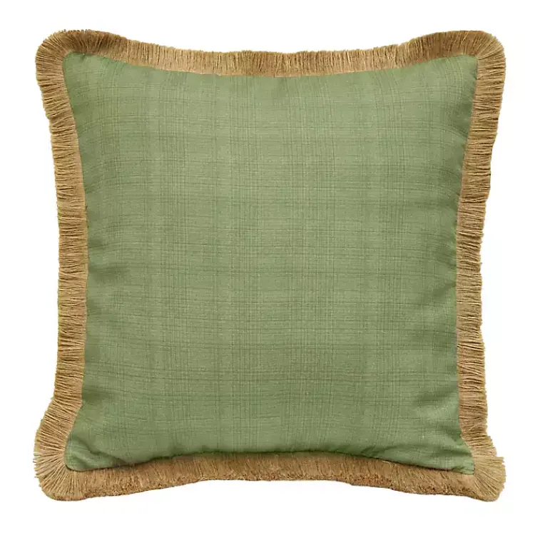 Kirklands Home Outdoor Cushions & Pillows|Sage Textured Jute Trim Outdoor Pillow Green