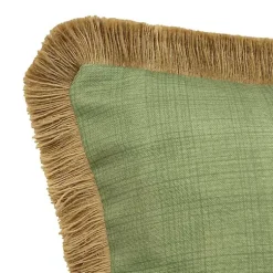 Kirklands Home Outdoor Cushions & Pillows|Sage Textured Jute Trim Outdoor Pillow Green