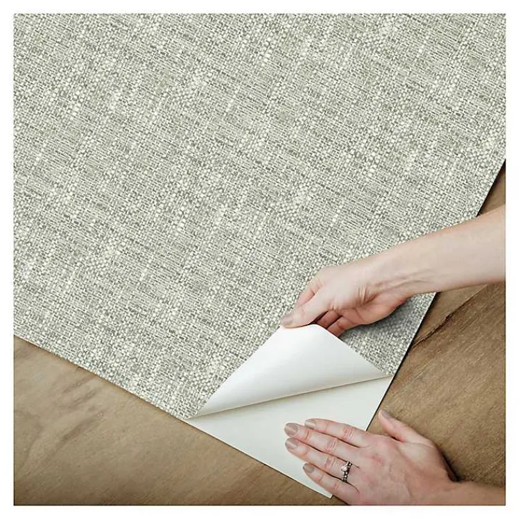 Kirklands Home Wall Murals & Wallpaper|Sage Textured Poplin Peel & Stick Wallpaper Green