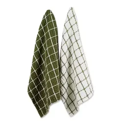 Kirklands Home Kitchen Accessories|Sage Windowpane Oversized Dish Towels, Set of 2 Green