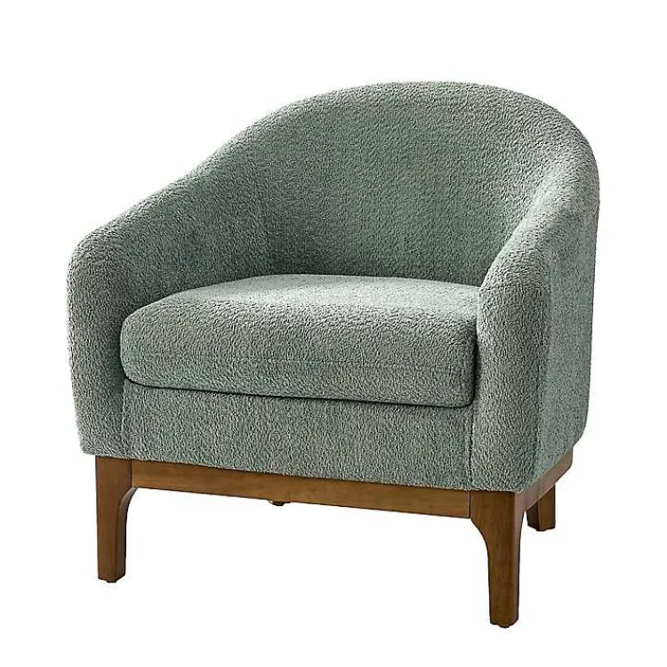 Kirklands Home Accent Chairs|Sage Wool Upholstered Joan Barrel Accent Chair Green