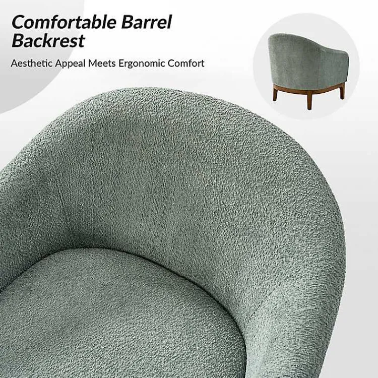 Kirklands Home Accent Chairs|Sage Wool Upholstered Joan Barrel Accent Chair Green