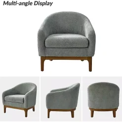 Kirklands Home Accent Chairs|Sage Wool Upholstered Joan Barrel Accent Chair Green