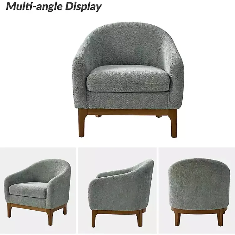 Kirklands Home Accent Chairs|Sage Wool Upholstered Joan Barrel Accent Chair Green