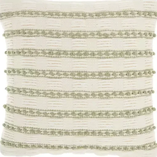 Clearance Sage Woven Knotted Stripes Throw Pillow Pillows
