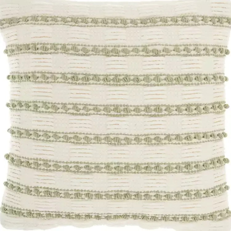 Clearance Sage Woven Knotted Stripes Throw Pillow Pillows
