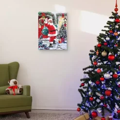 Clearance Saint Nick with Presents Christmas Wall Art Print Christmas Art & Wall Decor