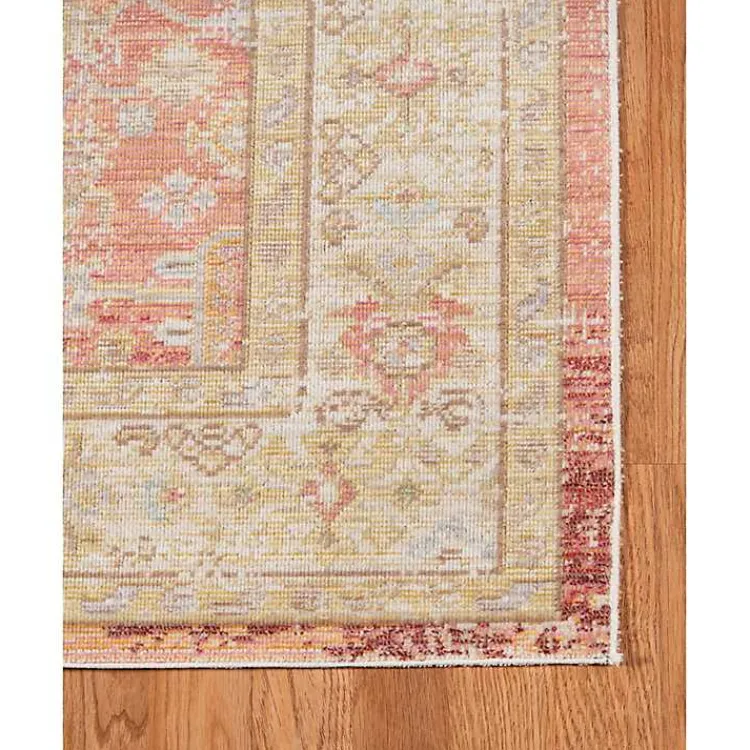 Kirklands Home Area Rugs|Salmon Vintage Border Area Rug, 5x7 Pink