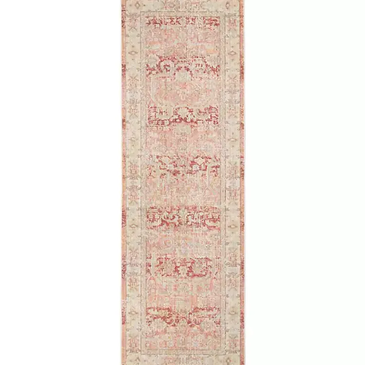 Kirklands Home Area Rugs|Salmon Vintage Border Runner Pink