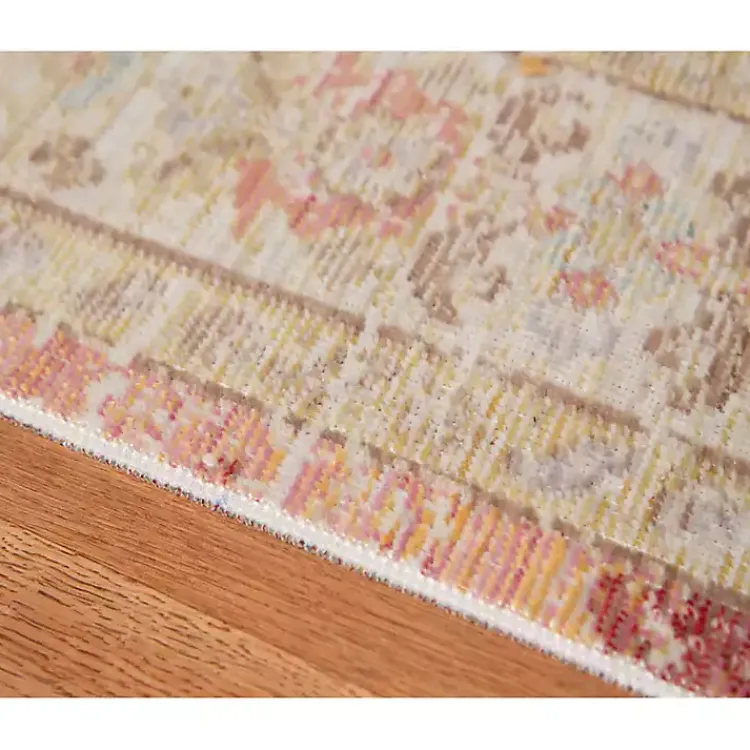 Kirklands Home Area Rugs|Salmon Vintage Border Runner Pink